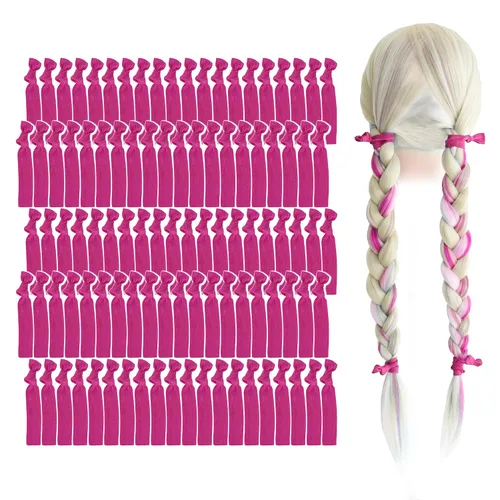 Miniatura 13 de MEEDEE Paquete de 100 lazos para el cabello, color negro, sin pliegues, nudos suaves para mujeres, sin daño, adecuado para colas de caballo, yoga