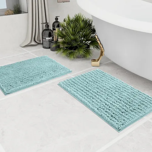 Miniatura 173 de Walensee Alfombra de baño antideslizante (24x17 pulgadas, rosa polvoriento) absorbente de agua, súper suave, lanuda de felpilla, lavable a máquina