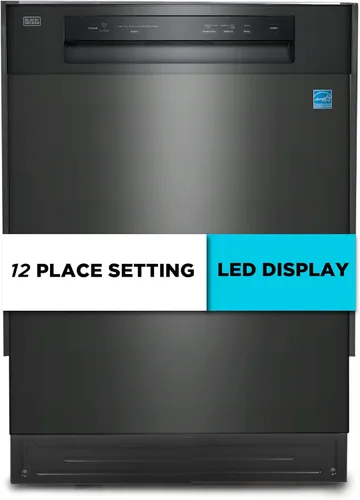 Miniatura 15 de BLACK+DECKER Lavavajillas empotrado de 24 pulgadas, capacidad para 12 cubiertos con tina de acero inoxidable, lavavajillas con 6 programas