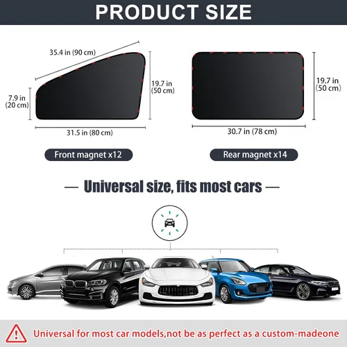 Miniatura 6 de ZATOOTO Persianas para ventana de automóvil, paquete de 4 fundas para ventana de automóvil con bloqueo UV de alta calidad, cortinas de ventana
