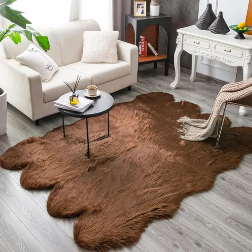 Miniatura 14 de Carvapet Funda de Silla de Piel de Oveja Sintética Suave de Lujo Cojín de Asiento Alfombras de Área de Piel Sintética Suave para Dormitorio, 2 pies