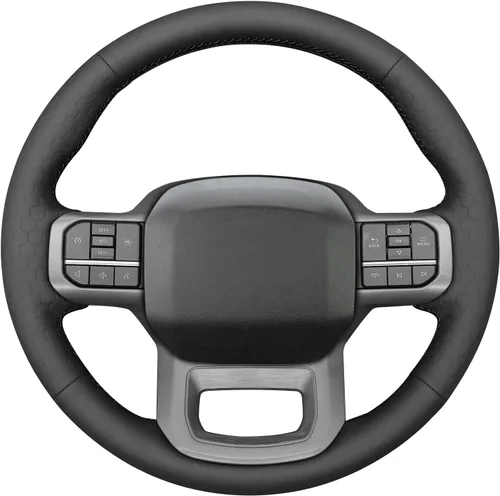 Miniatura 26 de MEWANT Funda de volante de automóvil brillante de fibra de carbono y gamuza cosida a mano para Ford F-150 2021-2023 / F-150 Lightning 2022-2023