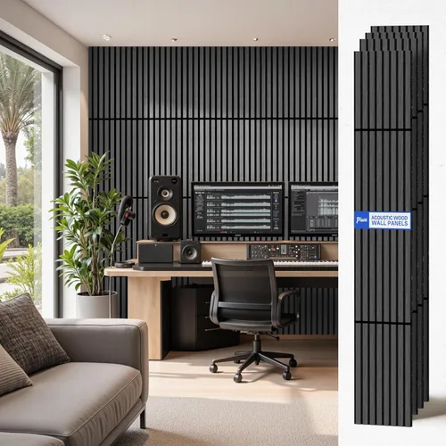 Miniatura 16 de PIWA Paneles de listones acústicos de madera, 94 x 24 pulgadas, 2 unidades, superficie MDF de 0.472 in con núcleo absorbente de sonido de 0.394