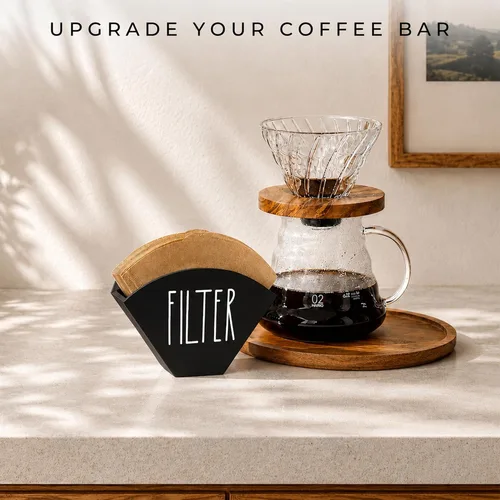 Miniatura 7 de Soporte de filtro de café de madera, organizador de almacenamiento de filtro de cono de granja, dispensador de decoración de estación y barra