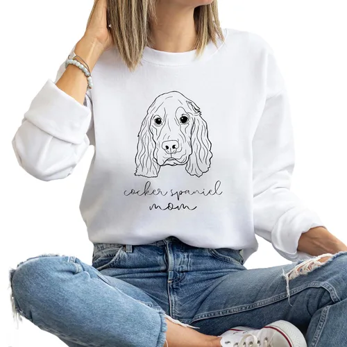 Miniatura 6 de Cocker Spaniel Mama Women's Long Sleeve Crewneck Cocker Spaniel Dog mom Sweatshirt Cocker Spaniel Puppy Print Graphic Shirts Pullover Tops
