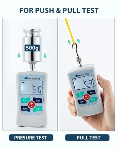 Miniatura 7 de 5N Medidor de fuerza digital Push Pull Tester portátil con estuche Auto Backlit LCD Large Screen Auto Power Off Units N/LB/Kg/Oz High Precision