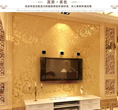 Miniatura 6 de Q QIHANG Moderno simple 3D estilo europeo Vetch hoja tela no tejida sala de estar TV fondo no pegado papel pintado 1.73 pies de ancho x 32.8 pies