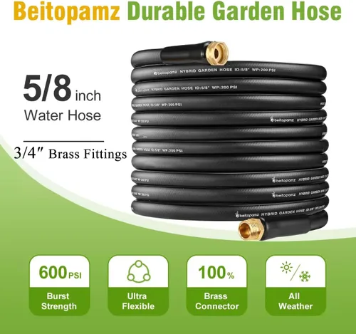 Miniatura 9 de Beitopamz Manguera de Jardín Corta de 1 pie x 5/8 pulgadas de Macho a Hembra, Manguera de Agua Pequeña Resistente, Conector de Extensión, Manguera
