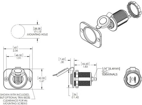 Miniatura 2 de Blue Sea Systems 1016200 12V DC Dual USB cargador zócalo, blanco