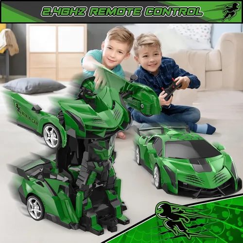 Miniatura 3 de BLUEJAY Transform RC Cars para niños de 4-7 y 8-12 años, auto robot de control remoto 2.4 GHz, escala 1:18, transformación con un botón, rotación