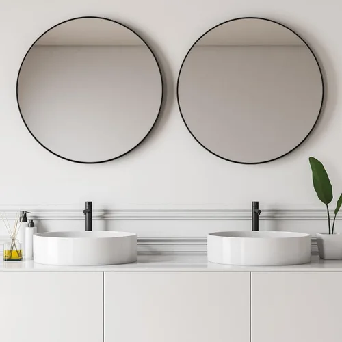 Miniatura 3 de Espejo redondo negro de 36" de ANDY STAR, espejo circular negro, espejo redondo negro de 36 pulgadas para baño, gran espejo de pared circular
