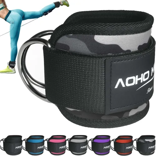Miniatura 16 de AOHO MOOON - Brazalete de tobillo para máquina de cable, accesorios de gimnasio para mujeres y hombres, puños de tobillo de neopreno para patadas