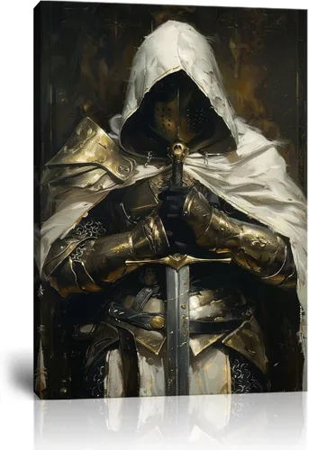 Miniatura 17 de Pintura de Caballero Templario Soldado Retro Arte de Pared Decoración Medieval Cruzada Estética Cuadro para Sala de Estar Dormitorio Oficina