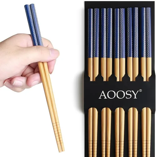 Miniatura 9 de AOOSY - Juego de 5 pares de palillos reutilizables de madera natural, palillos de palisandro tallados a mano, aptos para lavavajillas, Palillos