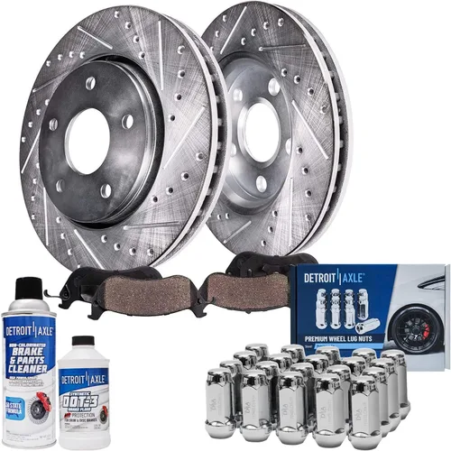 Miniatura 28 de Detroit Axle - Kit de freno delantero para Ford Explorer Mercury Mountaineer 2002-2005 Bujes de rodamiento de rueda perforados y ranurados rotores