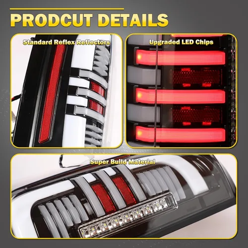 Miniatura 5 de Luces traseras para Chevy Colorado 2015-2022 - Luces traseras de tubo LED completo para 15-22 lámparas de freno Colorado lente negra transparente 1