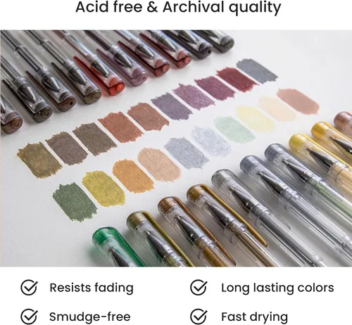 Miniatura 3 de Bolígrafos de gel azules OfficeGoods con recambios – Arte de colorear para adultos – Puntas medias de 0.8-1.0mm – Juego de bolígrafos de gel