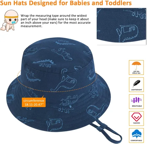 Miniatura 2 de Sombrero de sol para bebé, para verano, playa, protección solar UPF 50+, sombrero de ala ancha para niños pequeños
