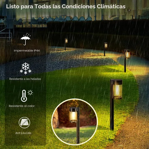 Miniatura 5 de Mancra Luces solares para caminos al aire libre, paquete de 10 luces solares de metal y vidrio para exteriores, impermeables, para paisaje, camino