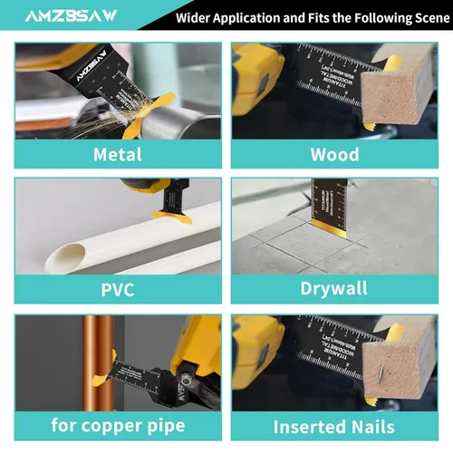 Miniatura 3 de AMZBSAW 22 Piezas Cuchillas Oscilantes de Titanio para Multiherramienta para Corte de Metal, Hojas de Sierra Universales para Metal, Clavos