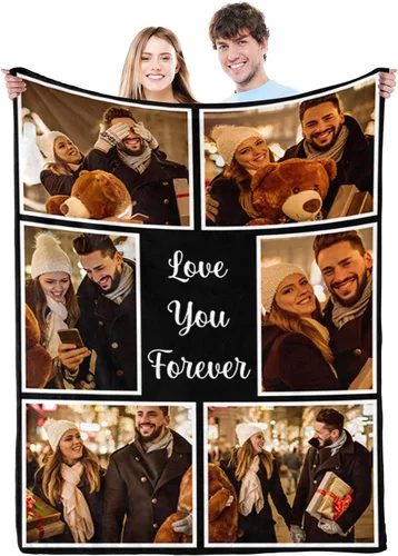 Miniatura 21 de Regalos personalizados para el día de San Valentín para novia, cobijas personalizadas para novio y novia con texto de fotos, regalos personalizados