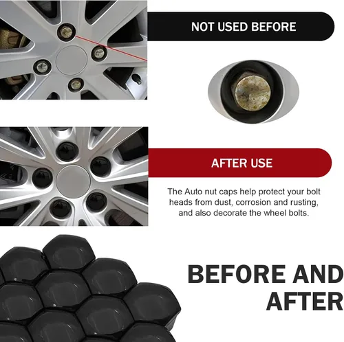 Miniatura 6 de 20 PIEZAS Tapa para Tuerca de Llanta, Tuerca Hexagonal de 17 mm para Tornillos de Neumáticos a Prueba de Óxido y Polvo, Carcasa Plástica Decorativa