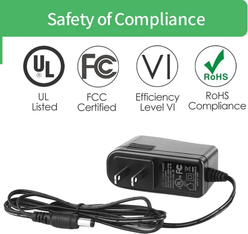 Miniatura 3 de Adaptador de fuente de alimentación de 12V 1A para luz LED CA 100-240V a CC 12V Cable de alimentación 0.217 in x 0.083 in para cámara CCTV, altavoz