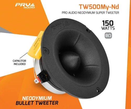 Miniatura 2 de PRV AUDIO TW500My-Nd Neodimio Car Audio 4" Bullet Super Tweeter - 300 vatios 8 Ohm Mylar Pro Audio controlador de alta frecuencia 108dB (par)