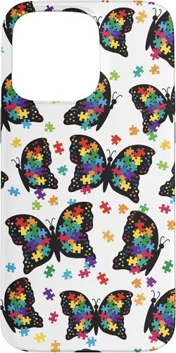 Miniatura 31 de Funda con patrón de rompecabezas de mariposa para iPhone 17