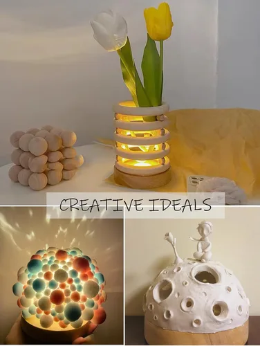 Miniatura 4 de Pedestal de pantalla de luz LED, soporte base de lámpara de madera de haya para acrílico y plexiglás, lámpara de mesa LED de madera para el hogar 3D