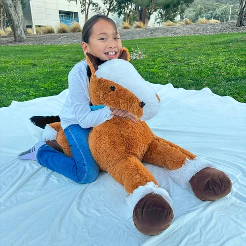 Miniatura 4 de MaoGoLan Peluche de caballo grande para niño, juguete de peluche de caballo grande para niña y niño, poni hinchable para niños, almohada de peluche