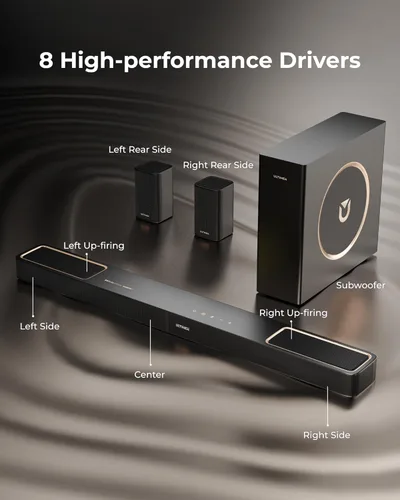 Miniatura 3 de ULTIMEA Sistema de sonido envolvente de 5.1.2 canales para TV con Dolby Atmos, barra de sonido para Smart TV con 2 altavoces envolventes, barra