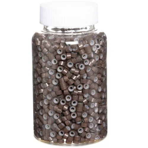 Miniatura 17 de 2500 piezas de cuentas de extensión de 5 mm negras, anillos micro con revestimiento de silicona, microenlaces punta I para extensiones de cabello