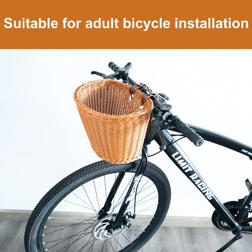 Miniatura 5 de Bonita cesta de bicicleta de cuero - Accesorio para manillar delantero fácil de colocar