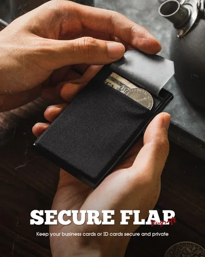 Miniatura 22 de DUGRAFT Tarjetero para tarjetas de crédito con bolsillo para dinero, minimalista, delgado, de aluminio, de metal, para hombres, con bloqueo RFID