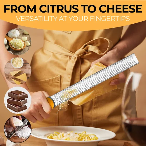 Miniatura 5 de Orblue Rallador de limón y queso – Zester cítrico de primera calidad, rallador de cocina para parmesano, chocolate, frutas, verduras, jengibre, ajo
