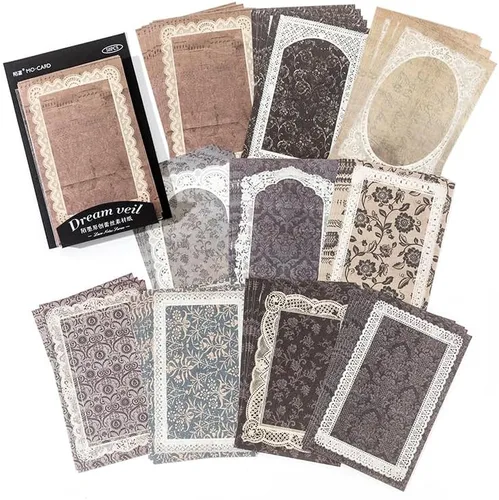 Miniatura 8 de Kit de papel para álbum de recortes, organizador de diario de collage redondo hueco, materiales para adultos, suministros de decoración de diario