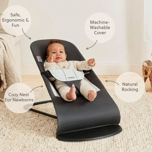 Miniatura 2 de BabyBjörn Bouncer Balance Soft, Tejido/Jersey, Gris Oscuro/Gris Asiento Ajustable de Mecedora para Bebé 2 en 1 y Silla para Niños Pequeños