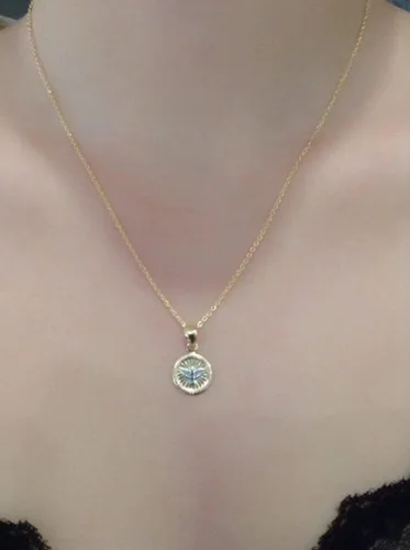 Miniatura 2 de Collar con medalla del Espíritu Santo de 17,2 pulgadas, cadena chapada en oro de 18 quilates
