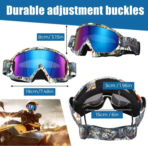 Miniatura 2 de 2 piezas de gafas para ATV para adultos, gafas antiniebla para moto de tierra, gafas de motocross para motocicleta y esquí para hombres y mujeres