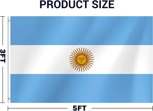 Miniatura 2 de Bandera argentina de 3 x 5 pies para fiestas, desfiles, eventos deportivos, fiestas patrióticas, decoración interior y exterior