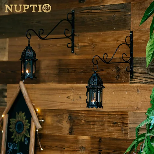 Miniatura 2 de NUPTIO Portavelas colgantes, 6 unidades, farol, centro de mesa, de cristal, hexagonal, marroquí, portavelas, color negro