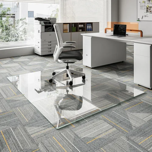 Miniatura 9 de Koonmi Tapete de cristal para silla de alfombra, 36 x 48 pulgadas, tapete de vidrio templado para silla de oficina, tapetes de vidrio con bordes