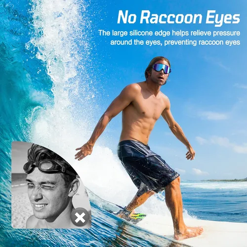 Miniatura 5 de Paquete de 2 gafas de natación para adultos, sin marco, antivaho con protección UV, gafas de natación con visión clara para hombres y mujeres