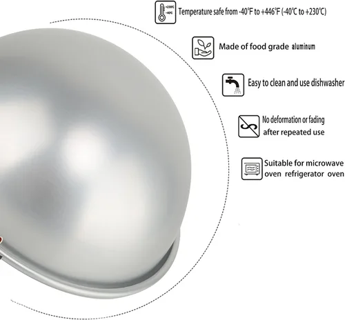 Miniatura 3 de Kundalini Juego de 2 mini moldes para tartas hemisferios de 4 pulgadas de aluminio anodizado para pelota de fútbol, baloncesto, planeta y pasteles