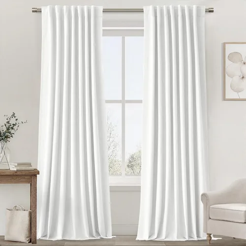 Miniatura 32 de UHITECH - Cortinas opacas beige para sala de estar, cortinas cortas de 35 pulgadas para habitación, cortinas negras para ventanas pequeñas, paneles