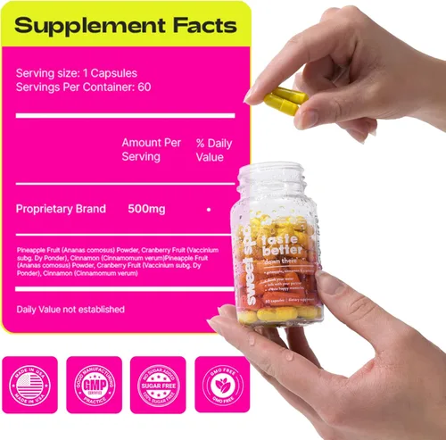 Miniatura 4 de Sweet Spot - Suplemento de salud vaginal de piña y arándano, 60 cápsulas, refresca el sabor, promueve el equilibrio femenino, el equilibrio del pH