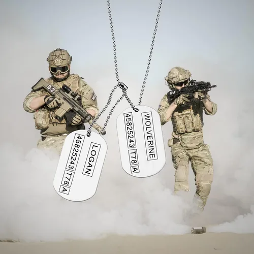 Miniatura 6 de Wolverine Logan 2 sided Dog Tags Stainless Steel Military Pendant Necklace