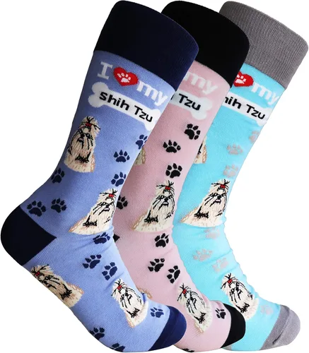 Sock Society I Love Dogs - Calcetines divertidos unisex para hombres y mujeres, diseño casual, paquete de 3
