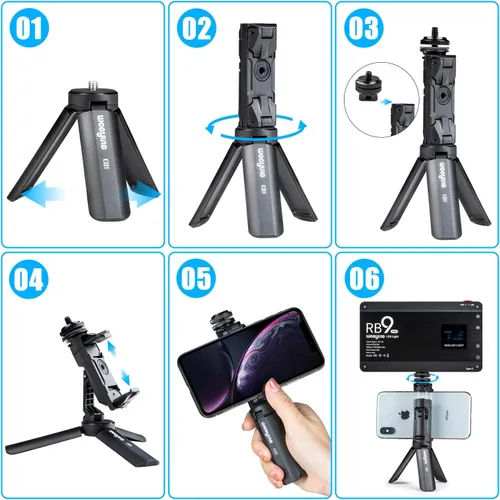 Miniatura 6 de Weeylite RB9 - Luz LED de video RGB portátil con control de aplicación, recargable 2500K-8500K 360° a todo color, 29 efectos de iluminación, panel